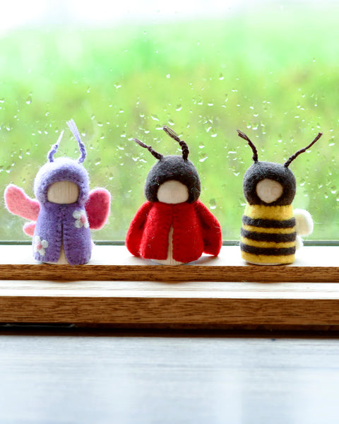Bugs Peg Dolls Set - Bee, Ladybug and Butterfly 蟲蟲小木人系列套裝