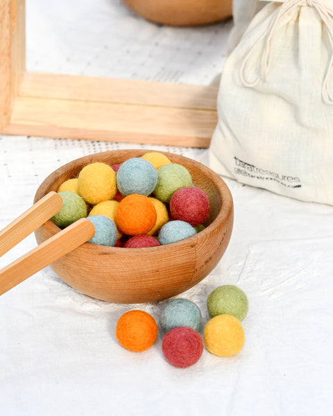 Wool Felt Balls in a Pouch - Sunshine Colours 3cm 30 balls 開放式遊戲小配件 手製羊毛氈陽光色系小球 30粒