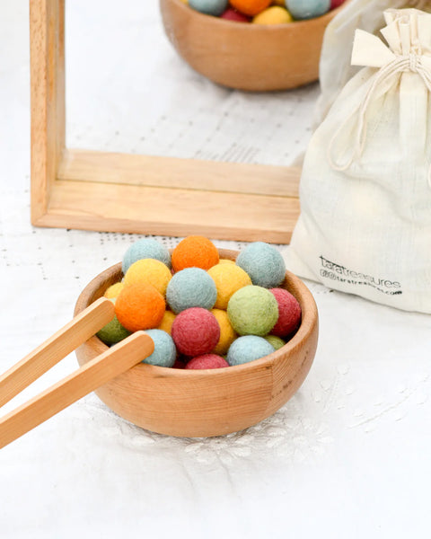 Wool Felt Balls in a Pouch - Sunshine Colours 3cm 30 balls 開放式遊戲小配件 手製羊毛氈陽光色系小球 30粒