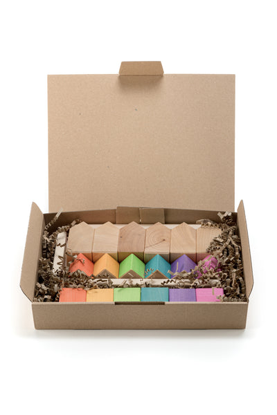 Houses and Cubes (Rainbow 18pcs) 小木屋組合積木 (彩虹色 18件組裝)