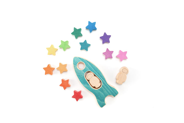 Wooden Rocket with Astronaut 火箭太空人木玩具套裝