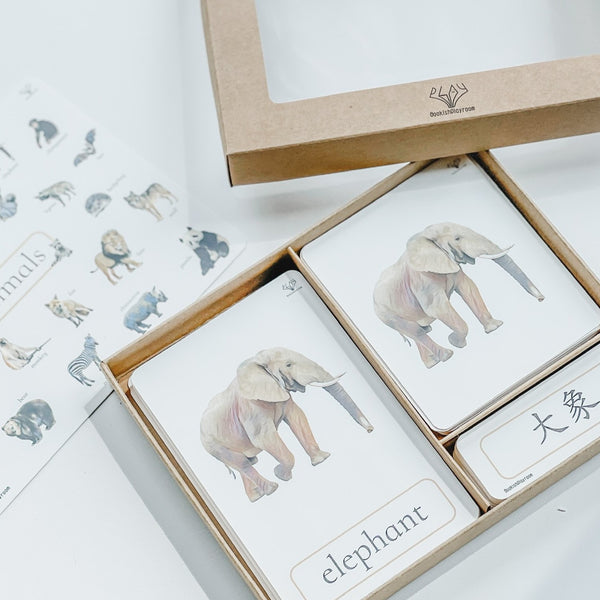 Three Part Cards (Set of Animals) 蒙特梭利學習三段卡 (圖像卡+認字卡)動物系列