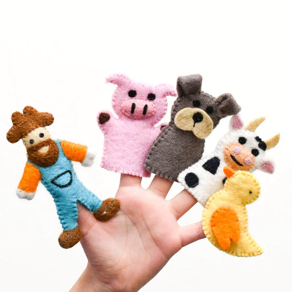 Old MacDonald Farm Animals Finger Puppet Set 童謠手指布偶