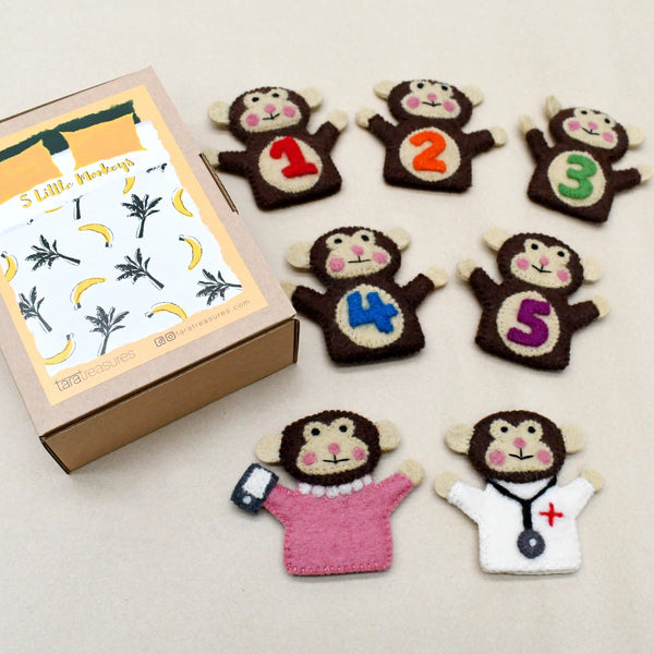Five Little Monkeys, Finger Puppet Set 童謠手指布偶