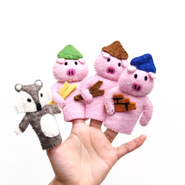 The Three Little Pigs, Finger Puppet Set 童謠手指布偶