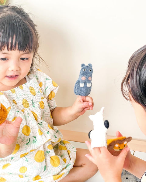 Safari Animals, Finger Puppet Set 動物手指布偶