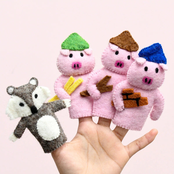 The Three Little Pigs, Finger Puppet Set 童謠手指布偶