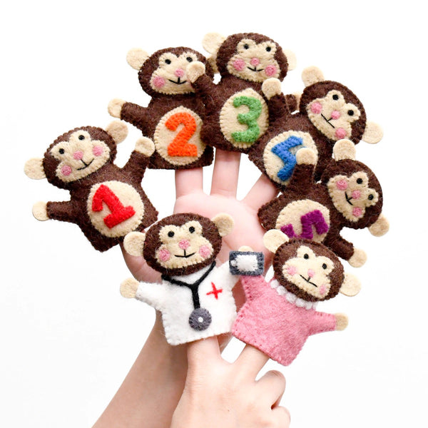 Five Little Monkeys, Finger Puppet Set 童謠手指布偶