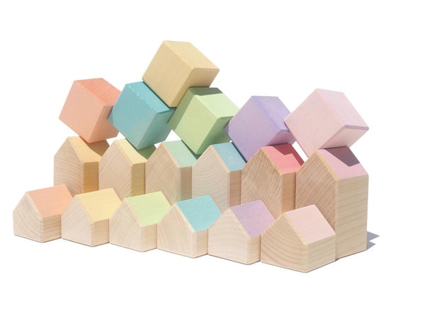 Houses and Cubes (Pastel 18pcs) 小木屋組合積木 (粉色 18件組裝)