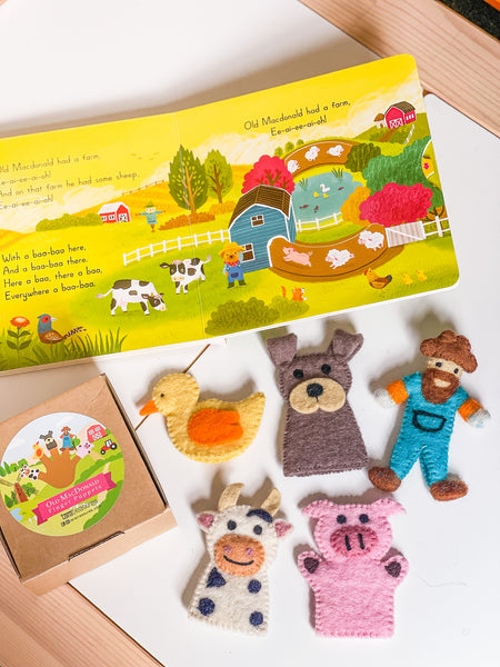 Old MacDonald Farm Animals Finger Puppet Set 童謠手指布偶