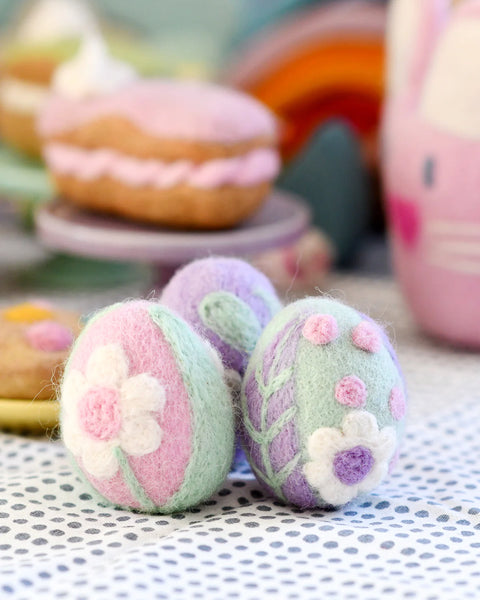 Felt Floral Eggs (Set of 3)