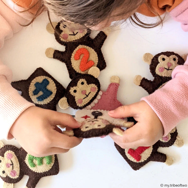 Five Little Monkeys, Finger Puppet Set 童謠手指布偶