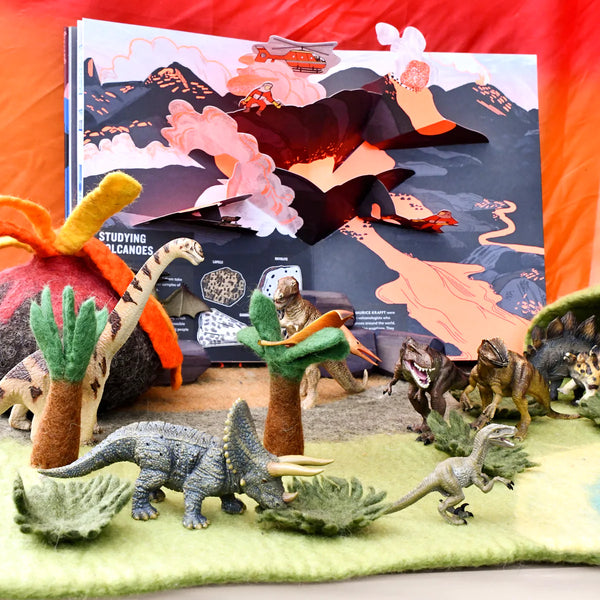 Large Dinosaur Land with Volcano Play Mat Playscape 恐龍火山場景遊戲墊 (大)