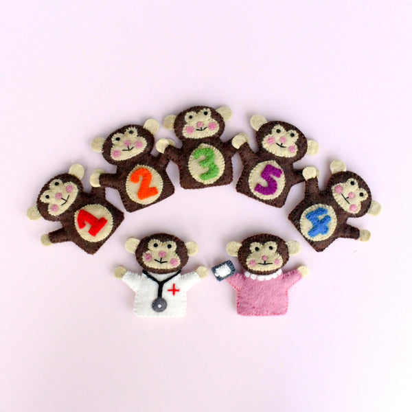 Five Little Monkeys, Finger Puppet Set 童謠手指布偶