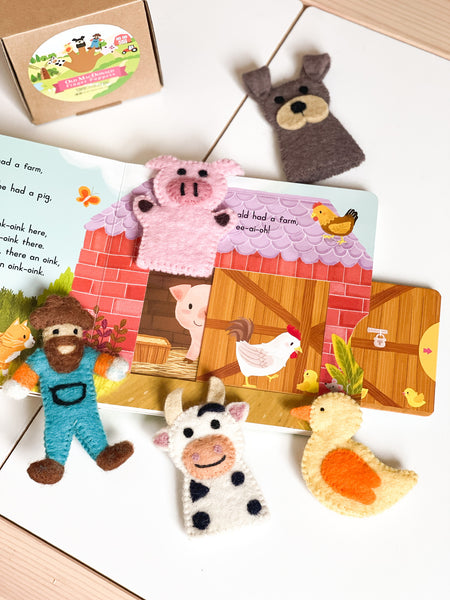 Old MacDonald Farm Animals Finger Puppet Set 童謠手指布偶