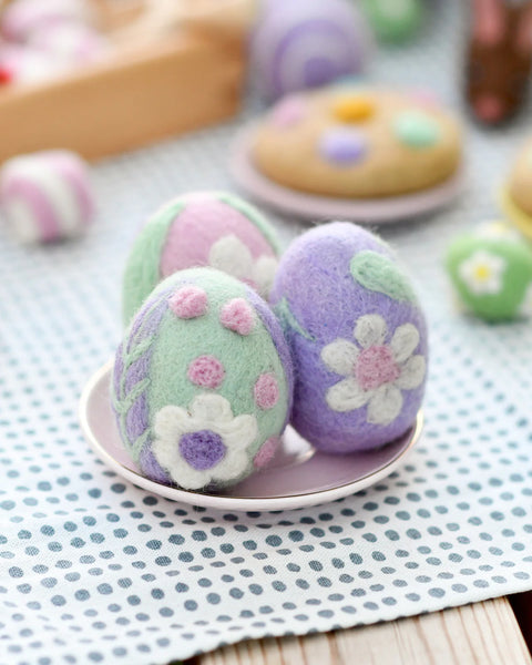 Felt Floral Eggs (Set of 3)