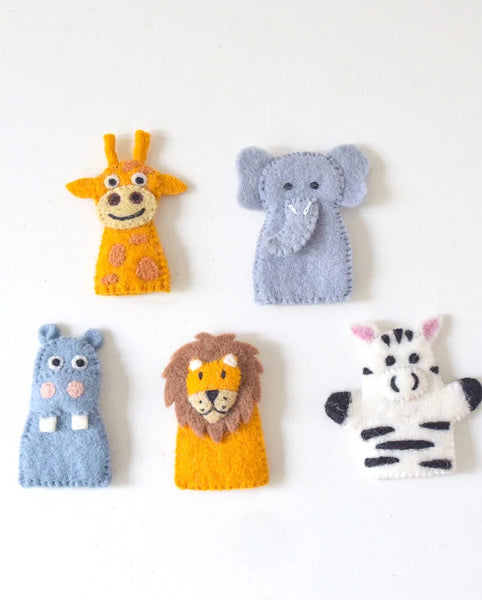 Safari Animals, Finger Puppet Set 動物手指布偶