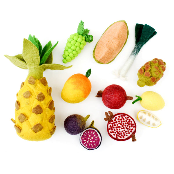 Felt Vegetables and Fruits Set D- 12 Pieces 羊毛氈蔬果12件套裝D