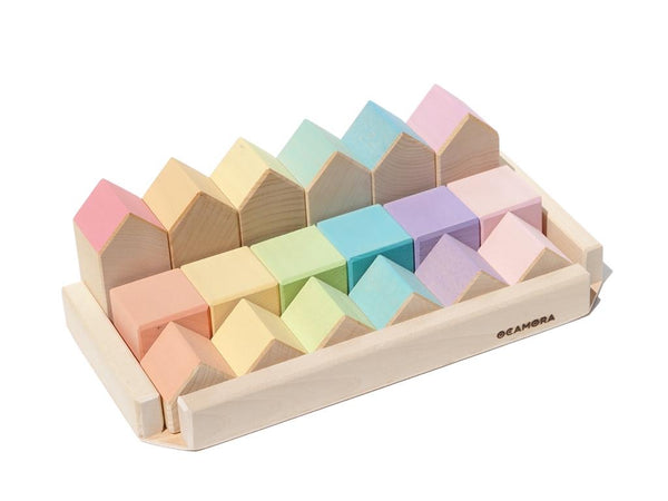 Houses and Cubes (Pastel 18pcs) 小木屋組合積木 (粉色 18件組裝)