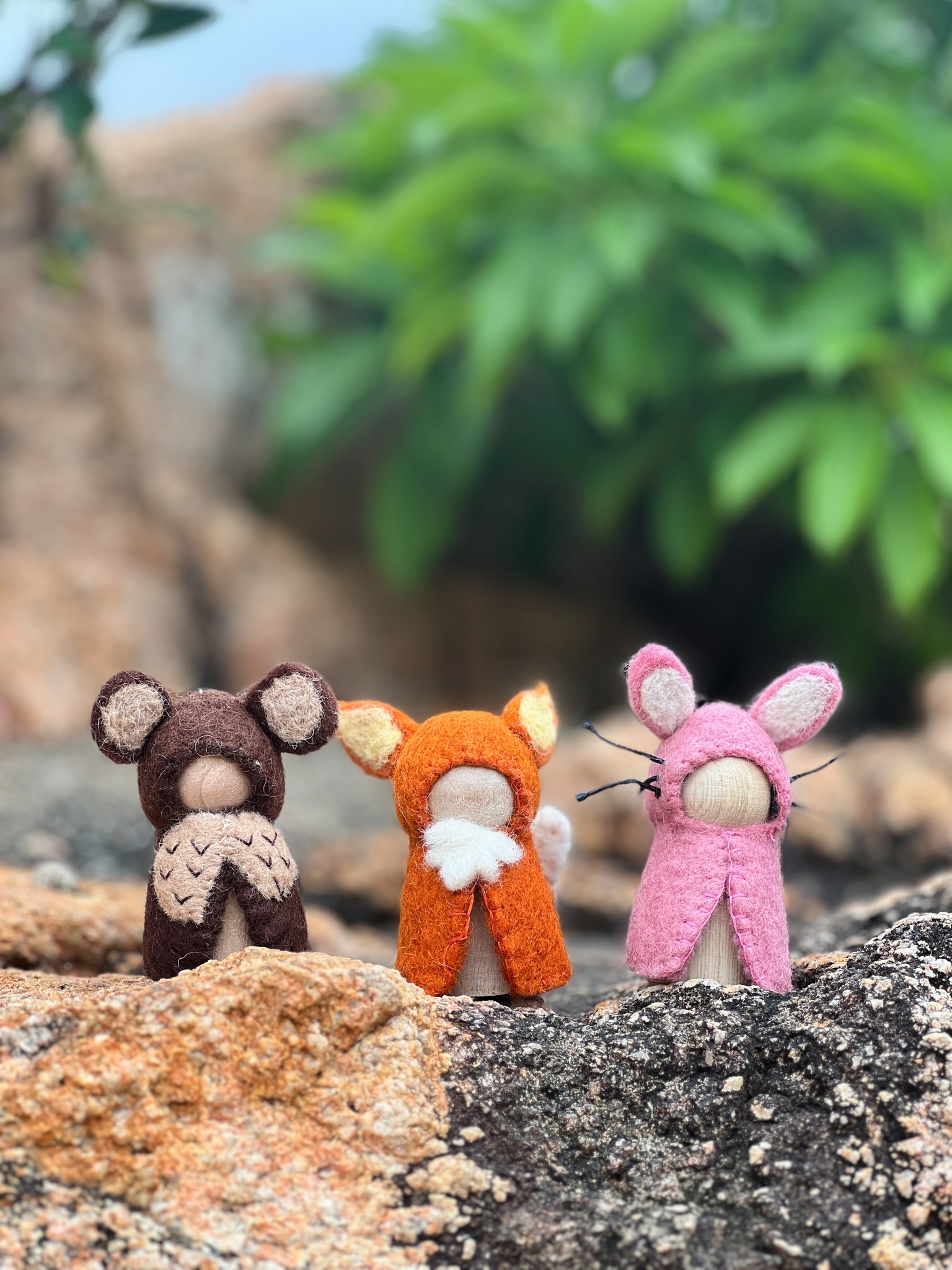 Woodland Peg Dolls Set - Rabbit, Bear and Fox 森林小木人系列套裝