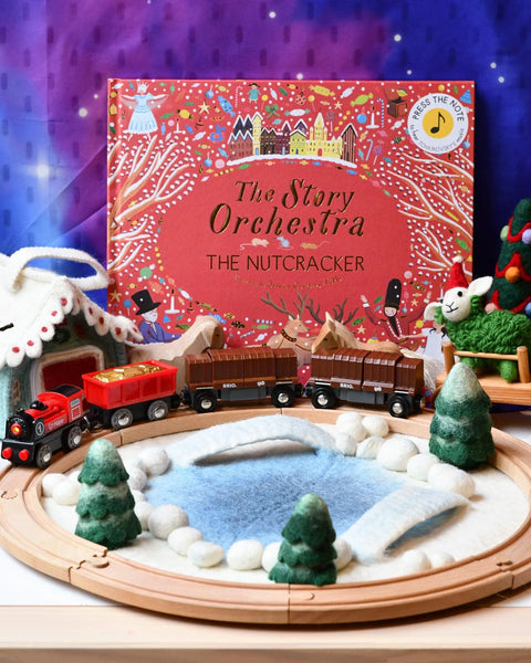 Felt Round Snow Ice Rink Play Mat Playscape 雪地溜冰場圓形場景遊戲墊