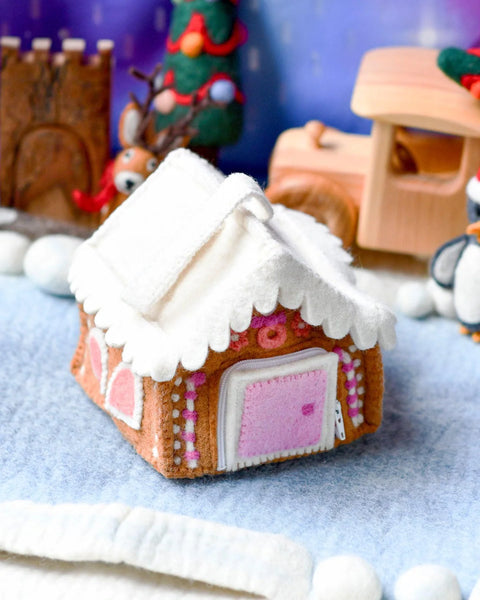 Felt Pink Gingerbread House Bag  粉紅色薑餅人糖果屋小袋子