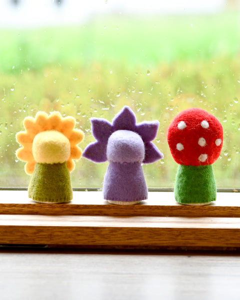 Floral Peg Dolls Set - Sunflower, Iris and Toadstool 花花小木人系列套裝