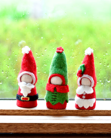 Christmas Peg Dolls Set - Santa Claus, Mrs Claus & Christmas Elf 聖誕小木人系列套裝