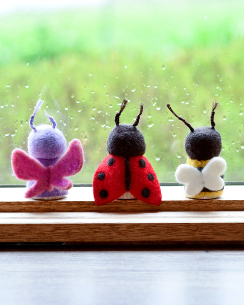 Bugs Peg Dolls Set - Bee, Ladybug and Butterfly 蟲蟲小木人系列套裝