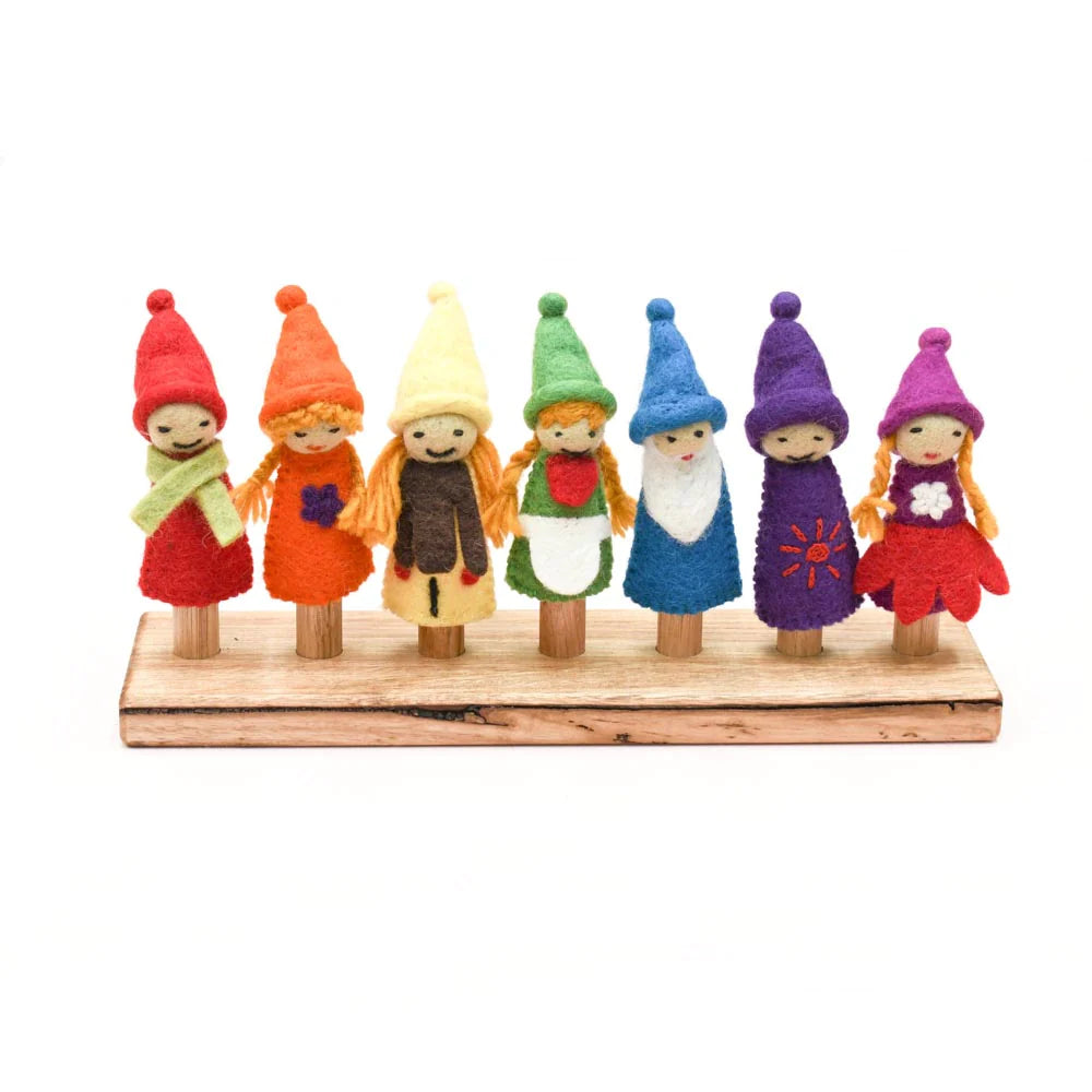 Rainbow Colourful Gnomes Finger Puppet Set （彩虹小精靈手指玩偶）