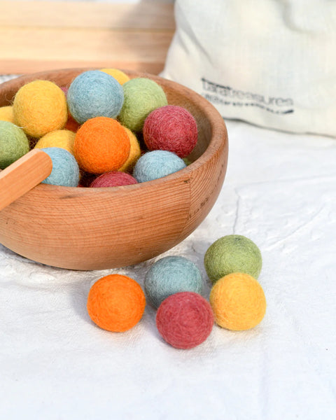 Wool Felt Balls in a Pouch - Sunshine Colours 3cm 30 balls 開放式遊戲小配件 手製羊毛氈陽光色系小球 30粒