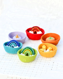 Felt Small Colourful Bowls -Set of 6 羊毛氈彩虹色小碗 -一套6件