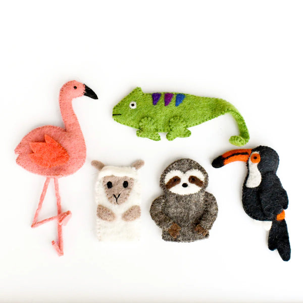 South American Rainforest Animals- Finger Puppet Set 南美洲熱帶雨林動物手指布偶