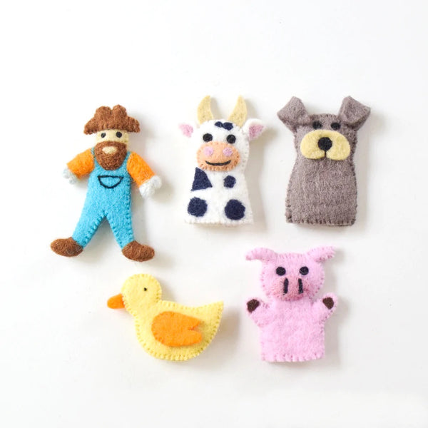 Old MacDonald Farm Animals Finger Puppet Set 童謠手指布偶