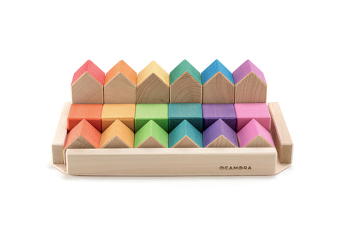 Houses and Cubes (Rainbow 18pcs) 小木屋組合積木 （彩虹色 18件組裝）
