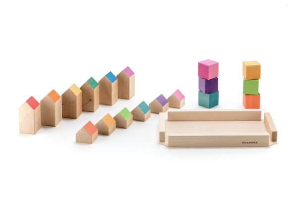 Houses and Cubes (Rainbow 18pcs) 小木屋組合積木 （彩虹色 18件組裝）
