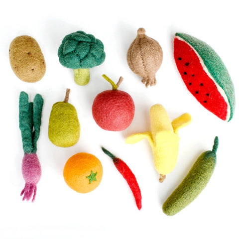Felt Vegetables and Fruits Set B- 11 Pieces 羊毛氈蔬果11件套裝B
