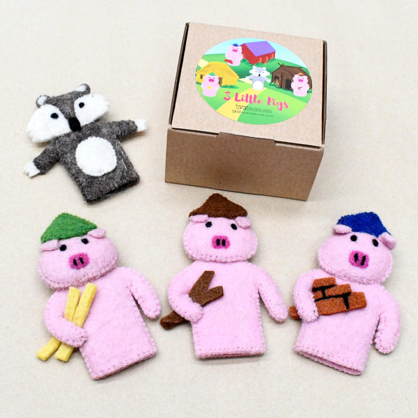 The Three Little Pigs, Finger Puppet Set 童謠手指布偶