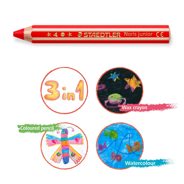 STAEDTLER Noris junior 140 3 in 1 kids' Colouring Pencil (12 Colors)  施德樓 特粗三合一水溶木顏色12色