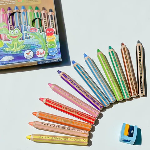 STAEDTLER Noris junior 140 3 in 1 kids' Colouring Pencil (12 Colors)  施德樓 特粗三合一水溶木顏色12色