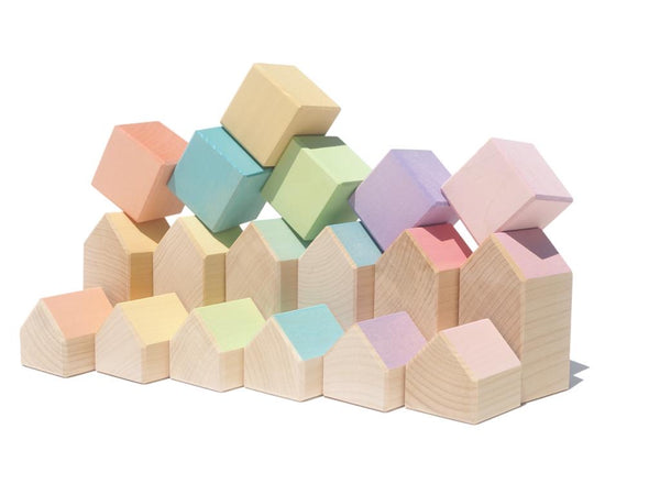 Houses and Cubes (Pastel 18pcs) 小木屋組合積木 （粉色 18件組裝）