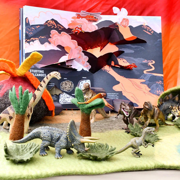 Large Dinosaur Land with Volcano Play Mat Playscape 恐龍火山場景遊戲墊 （大）