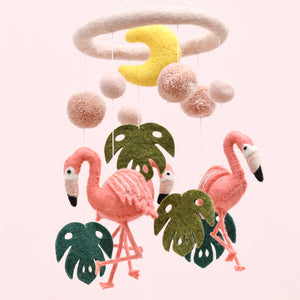 Nursery Cot Mobile - Pink Flamingo Tiki  紅鶴嬰兒床吊飾